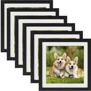 TOFOREVO 10x10 Square Picture Frames Set of 6 Black Wood Grain Photo Frame for Gallery Wall Mounting or Tabletop Display