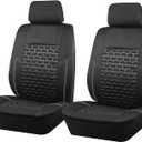 Car Seat Covers Full Set, Universal Fit for Most Cars SUVs Trucks,Tire Texture Press Breathable Fabric Automotive Vehicle Seat Covers for Car, 3 Zipper for Rear Seat Backrest (Black, 2 Front seat)