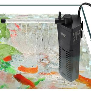 hygger Submersible Aquarium Power Filter 80 GPH for 3-10 Gallon Fish Tank Corner Internal Filter with Bio Ball Sponge 3-Stage Filtration System