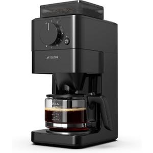 10 Cup Coffee Maker with Grinder Built in, Automatic Grind and Brew Coffee Machine with Glass carafe, Reusable Filter, Auto shut off, Warming plate, for Home Offices or Large Families, Black