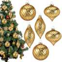 Vercraft 6 Pcs Gold Glass Christmas Ornaments, Mercury Vintage Christmas Ball Ornaments Hanging Hand Neutral Blown Glass Balls for Home Xmas Tree Birthday Party Holiday Wedding Decor, 2.36 Inch