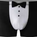 Bubblume Funny Boxer Shorts for Men Underwear With bow - Novelty Wedding Groom Underwear-Holiday Party Mens Boxer Briefs (US, Alpha, Medium, Regular, Regular, Black)