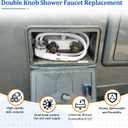 RV Shower Faucet Camper Shower Faucet Replacement, 4” Shower Valve Diverter Assembly with Dual Smoked Acrylic Knobs for Outside and Inside Bathroom, White