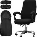Melaluxe Office Chair Cover with Armrest Covers Universal Stretch Desk Chair Cover, Computer Chair Slipcovers (Size: L) - Black