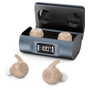 Hearing Aids for Seniors, Hearing Aid Rechargeable, Noise Cancellation Adults, senior Invisible Hearing Amplifier With Portable Charging Case Nearly Invisible and Comfort Design