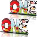 Farm Animal 1st Birthday Party Table Decoration, One Table Topper Letter Sign Wood Farm Barnyard First Birthday Milestone Baby Shower Decoration Barn Photo Props Centerpiece Grass Children Newborn