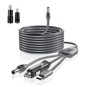 3 in 1 Starlink Mini Cable 10FT/ 3M,18AWG Car Charging Cable for Jackery Portable Power Station Explorer 880 550 500 300 290 240, 12-24V Cigarette Lighter Plug for Starlink Mini Accessories