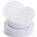 EI 60pcs White Plastic Plates with Gold Rim,Heavy Duty 10" Dinner & 7" Dessert Plate Disposable,White and Gold Plate for Party,Wedding,Birthday,Afternoon Tea,Spring,Mother's Day,Valentine's Day