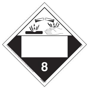 Class 8 Corrosive Placard, Blank 25-pk. - 10.75" x 10.75" Removable Self Adhesive Vinyl for Temporary Applications, DOT Hazmat Compliant, J. J. Keller & Associates, Inc.