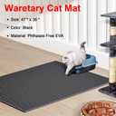 Waretary Cat Litter Box Mat: 47"x 36" Waterproof Kitty Cat Litter Trapping Mat, Easy-clean Double-layer Scatter Control Pad Rug (Black)