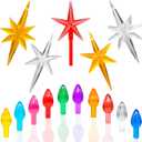 KonohaELF Ceramic Christmas Tree Replacement Lights/Bulbs, Ceramic Tree Medium Multicolor Twist Light Ornaments(117 Bulbs+5 Topper Star) (Lucky 7 Series: Mixed Colors)