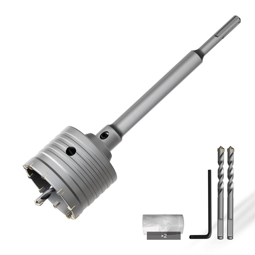 CSOOM Concrete Hole Saw 3" (75mm) with 220mm SDS Plus Shank Connecting Rod, Carbide Cement Hole Saw for Concrete Cement, Brick Wall Stone