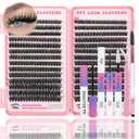 Lash Clusters Kit, 560 Pcs Eyelashes Clusters Kit 9-16mm Individual Lash Extension Kit D Curl Fluffy Wispy Eyelashes