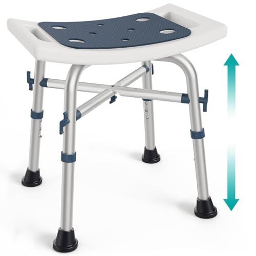PELEGON Shower Chair for Inside Shower (350 lb) - Adjustable Height, Padded Seat, Shower Chair for Elderly and Disabled - Shower Chair for Adults, Tub Chairs for Bathtubs - Dark Blue