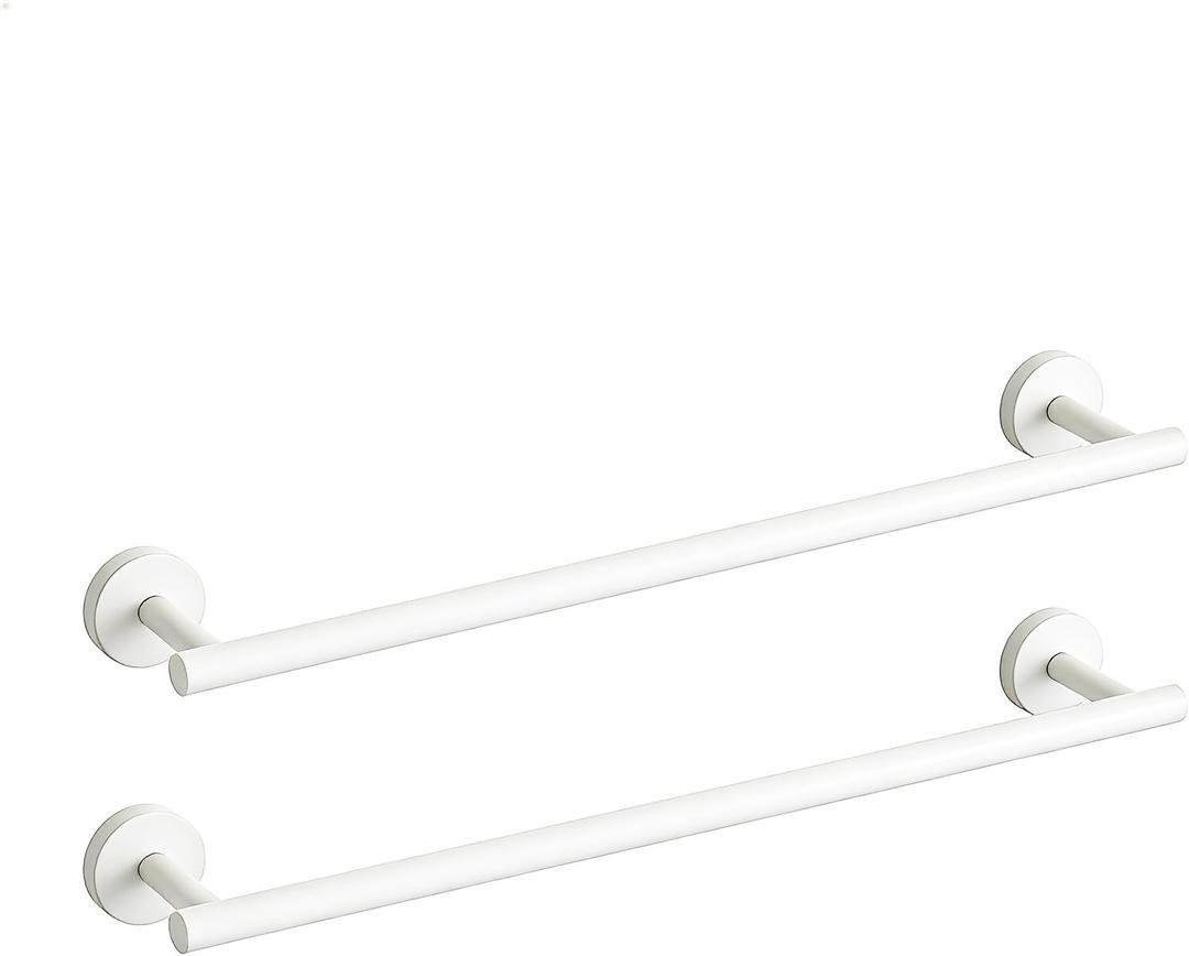 Newfun 24 Inch White Bathroom Towel Holder, 2Pcs | Towel Racks for Bathroom Rod Classic SUS304 Stainless Steel Bathroom Towel Holder Wall Mounted