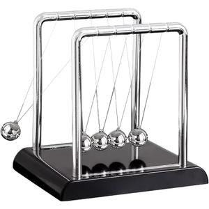Newtons Cradle Balance Balls,Pendulum Balls with Black Base,Newtons Cradle Pendulum,Desk Decor for Men,Physics Toys,Metal Creative Ornament Crafts,Mind Bending Desk Sculpture - Black