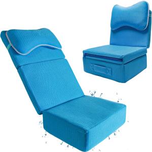 Hot Tub Booster Seat for Adults, Adjustable 3 Heights up to 8.7", Backrest and Removable Bath Pillow, Thickened Bathtub Cushion3D Air Mesh Hot Tub Accessories Full Body Support for Back Pain Relief