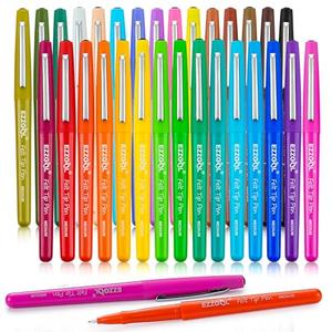 Ezzgol 30 Colors Felt Tip Pens, 30 Pack, 0.7mm Premium Medium Fine Point, Felt Tip Markers For Valentines Day Gift Writing, Journal, Planner Coloring, Note Taking, Drawing, Art, School