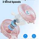 KIBEE 5200mAh Portable Handheld Fan, 20H Max Runtime USB Rechargeable Foldable 180 Mini Personal Fan, 3 Speeds Quiet Cooling Fan with Stand & Power Bank, Travel Outdoor Makeup Concerts (Pink)