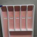 Silverware Organizer with Cutlery IconsPink Kitchen Silverware Tray for DrawerPlastic Flatware Tableware Cultery Drawer Organizer Utensil Organizer with Non-slip TPR Linings6-CompartmentPink