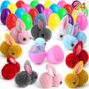 Easter Eggs Fillers with Bunny Plush, Easter Basket Stuffers for Kids Easter Eggs with Toys Inside, Easter Mini Stuffed Bunny Animal for Easter Eggs Hunts Party Favors Surprise Egg