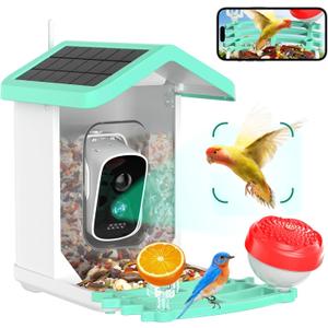 Bird Feeder with Camera, 4K HD AI Identify BirdSpecies, Smart Solar-Powered Birdfeeder, Auto Capture Birds & Motion Detection for Birdhouses Watching, Camera Birds Feeder Present for Bird Lovers