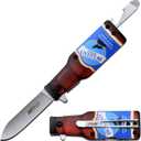 MTECH USA Folding Pocket Knife, 2.5" Blade, Beer Bottle Design, with Bottle Opener and Pocket Clip, EDC (Blue)