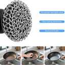 Cast Iron Scrubber Cleaner, Chainmail Scrubber for Cast Iron Pan Skillet, Dish Scouring Pad, 316 Stainless Steel Brush/Scraper for Metal Skillet Scrubbing, Wok, Dutch Oven Cleaning Kit - Thick Mesh