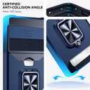 Multifunctional Google Pixel 10 Pro XL Case with Card Holder and Sliding Camera Cover - Wireless Charging Compatible Pixel 10 Pro XL Wallet Case with Magnetic Kickstand (Blue)