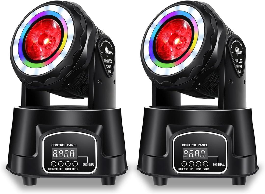 DJ Lights 3IN1 Beam & Strobe Moving Head Light 80W LED RGBW Spotlight 17CH Spot Lights DMX Sound Activated for Wedding Church DJ Disco Party Stage Lighting - 2Pack