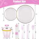 175PCS Pink Hammered Plastic Dinnerware Set for 25 Guests