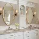 Scalloped Mirror for Bathroom - 26"x46" Gold Bathroom Mirror with Aviation Aluminum Alloy Frame & Shatter-Proof Glass for Living Room Bedroom Entryway, Brushed Gold Frame(x1)