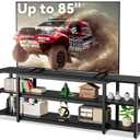 Aquzee 85 inch TV Stand, Entertainment Center for 70 75 80 85" TV, 75.2" Wide Wood Television Console Table for Living Room Bedroom Gaming Room, Black