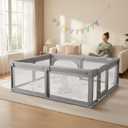 Baby Playpen,Extra Large Playpen for Babies and Toddlers, Sturdy Play Pen Play Yard with Safety Gate,79x59Baby Play Pen(Cationic Light Grey)