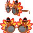 BOLZRA Thanksgiving Turkey Sunglasses Props 2 Pack Cartoon Eyeglasses Autumn Costume Glasses for Thanksgiving Day Party Favor Accessories Creative Decoration