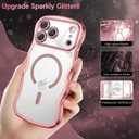 BENTOBEN Clear Glitter for iPhone 17 Pro Max Case 2025 [Compatible with MagSafe] Cute Curly Wavy Plated Anti-Slip Magnetic Hard Back Women Men Girls Boys Phone Cases Cover for 17 Pro Max 6.9", Pink