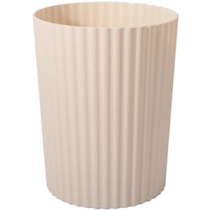 JiatuA Small Trash Can Plastic Wastebasket Round Garbage Container Bin for Bathroom, Kitchen, Bedroom, Home Office, College Dorm, Beige (1.8 Gallons)