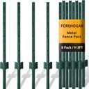 Metal Fence Post 3 Feet Green, Pack of 10, T Posts for Wire Fence, No Dig Steel U Posts Fencing for Lawn Garden Wire Mesh Fence Poles Sign Outdoor Light Duty