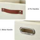 Bagnizer 3-Pack Foldable Fabric Storage Bins with Durable PU & Metal Handles, Collapsible Storage Baskets for Shelves, Home Storage, Closet Organizers, Living Room(17"x11.8"x11.8", Beige) (Extra Large)