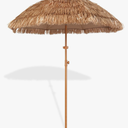 6.5ft Hula Tahtched Tiki Patio Umbrella, Beach Umbrella Hawaiian Style with Hanging Hook and Tilt Design, 8 Ribs with Carry Bag for Outdoor Tiki Bar, Tropical Palapa, Garden, Pool, Natural