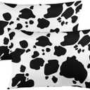 Satin Pillowcase for Hair and Skin 20x26 inch, Decorative Throw Pillows Covers for Car, Room Throw Pillow Cases for Boys Girls, Soft Breathable Pillowcases Envelope Enclosure, Cow Print