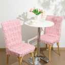VitalCozy 2 Pcs Pink Bow Dining Chair Covers Coquette Bow Room Decor Cute Faux Fur Soft Coquette Bowknot Chair Covers for Dorm Girls Room Home Bedroom