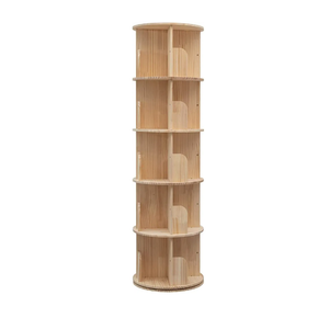 Rotating Bookshelf, 360 Display 5 Tier Floor Standing Bookcase Storage Rack for Kids&Adult, Wood Narrow Book Shelf Organizer for Bedroom, Living Room, Study Room(63 * 17.32 * 17.32inch)