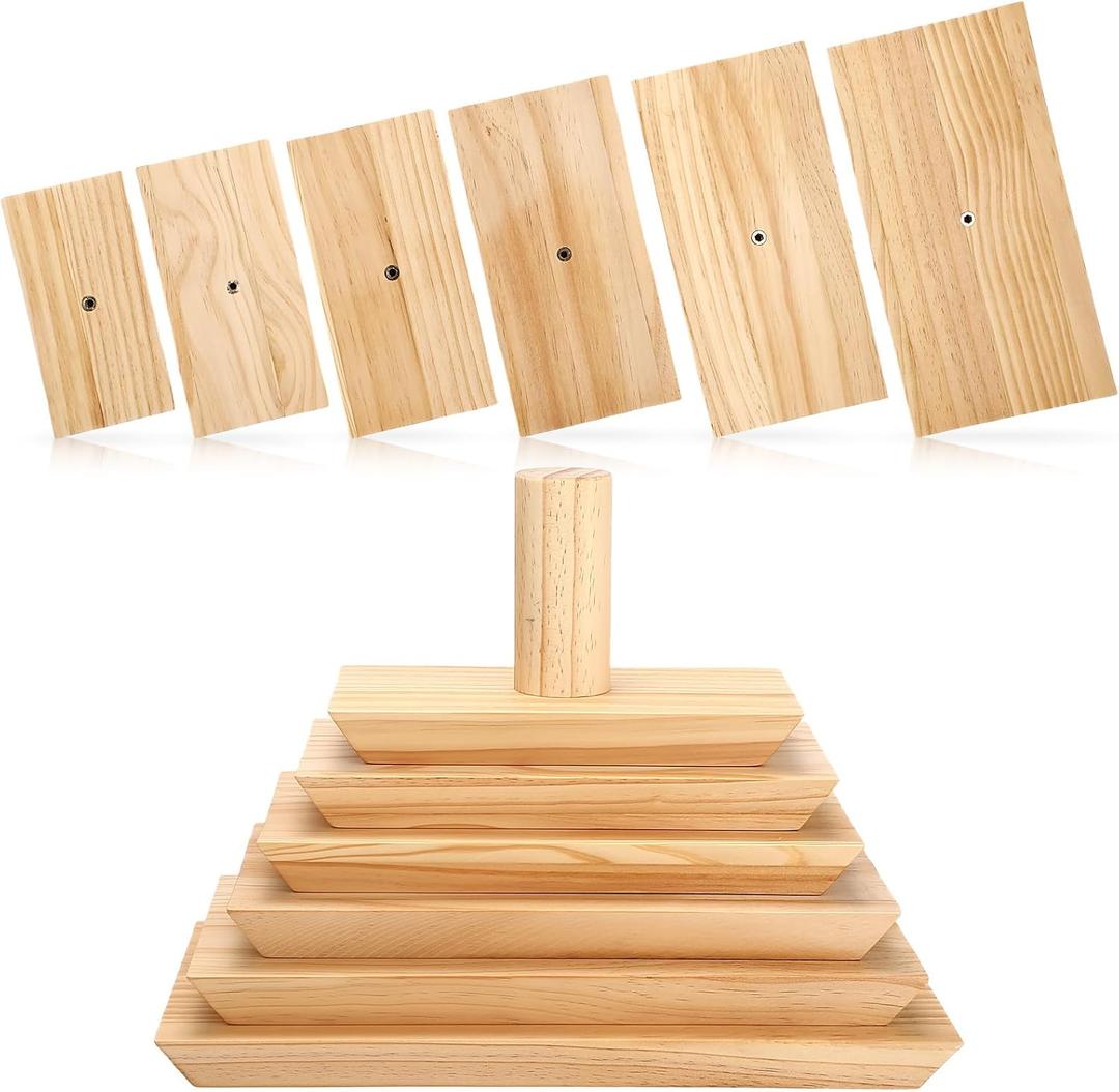 DoubleFill 6 Pack Pottery Molds 12.5 11.5 10.5 9.5 8.5 7.5 Thickness 1 Plaster Molds Wood Pottery Tools with Handle for Ceramic Top Forms DIY Bowls Plate Dish Slump Press Art Making (Rectangle)