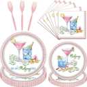Mahjong Party Tableware Decorations, 96PCS Mahjong Disposable Paper Plates and Napkins Birthday Decoration, In My Mah jong Era Forks Decor Supplies, Serve 24