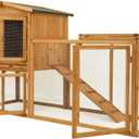 Ogrmar Chicken Coop Large Wooden Outdoor Bunny Rabbit Hutch Hen Cage with Ventilation Door, Removable Tray & Ramp Garden Backyard Pet House Chicken Nesting Box