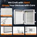 QILIPSU Waterproof Junction Box IP67 Outdoor Plastic Electrical Project Enclosure Weatherproof with Mounting Plate, Wall Brackets, Hinged Grey Cover 16.1"x12.2"x7.1"