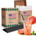 Glotoch Express 1000 PCS Individually Wrapped Black Plastic Straws, 7.75'' Long, 0.24'' Diameter Disposable Drinking Straws for Every Occasion, Party, Made in USA