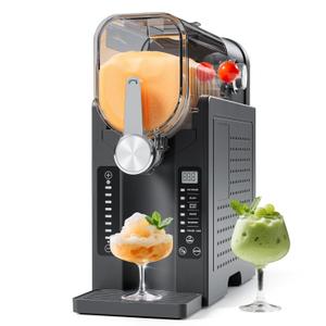 Slushie Machine No Ice Needed, Slushy Machine for Home, Frozen Drink Maker with 6 Preset Programs for Margaritas, Frapps, Milk Shake and More, LED Display, Auto Clean, Black, 1 Pack+6 Modes