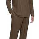 PrinStory Men's Pajama Set Soft Long Sleeve Shirts and Pants Mens Pjs Loungewear 2025 Outfits (Black), XL
